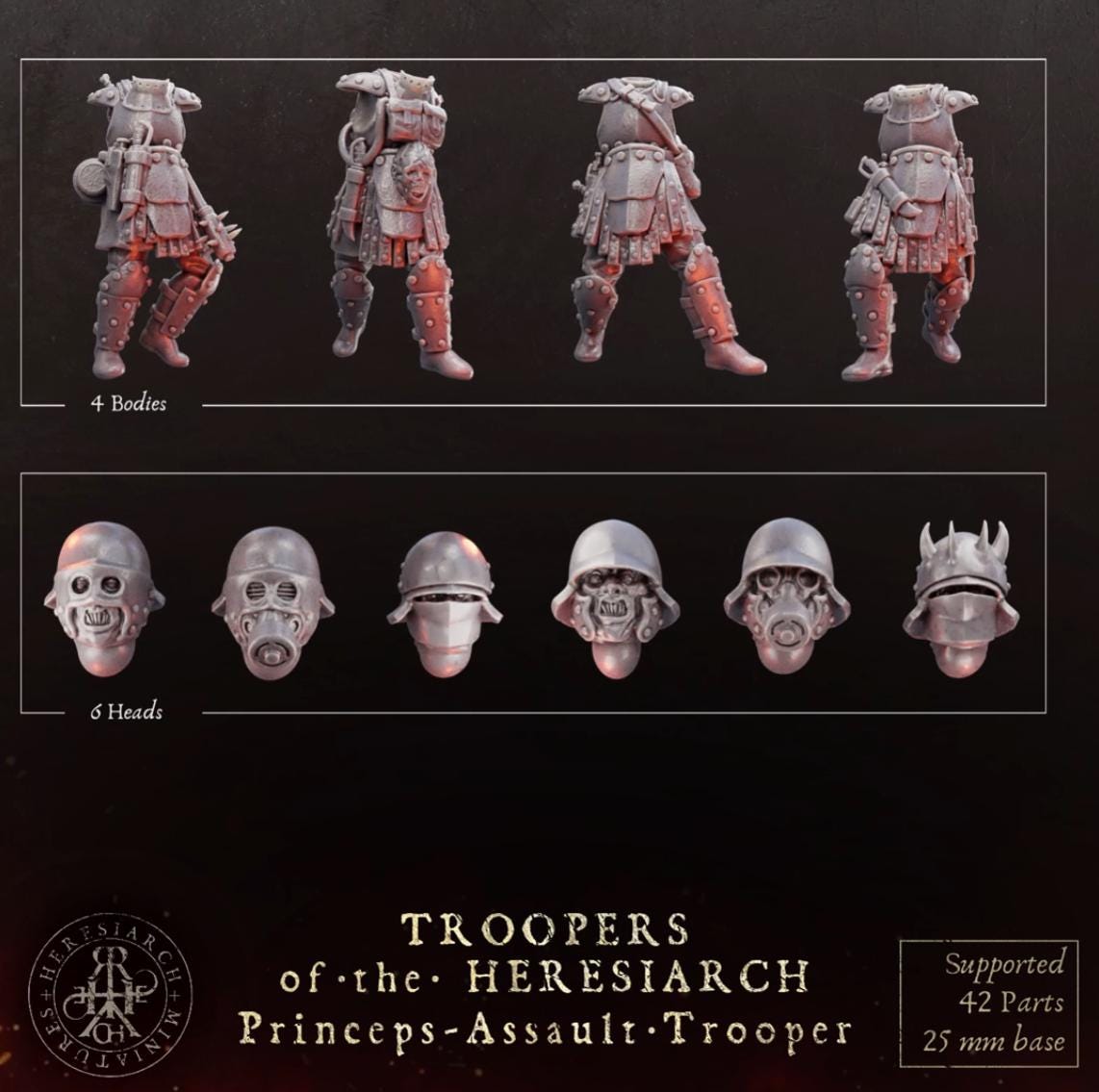 Grimdark Trench Proxy Miniatures – Trooper Assault Warband Expansion Set Multiparts