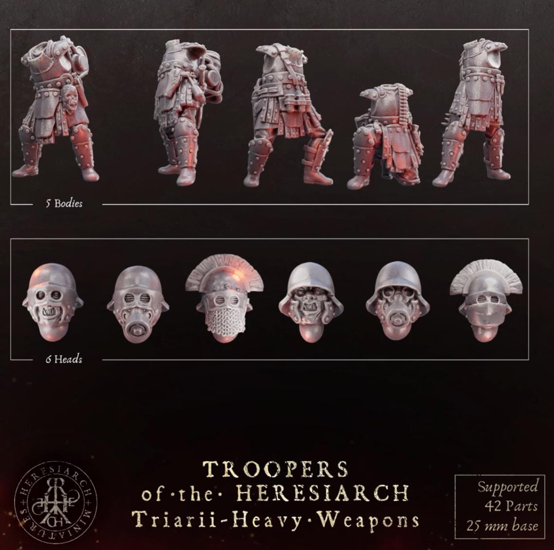 Grimdark Trench Proxy Miniatures – Trooper Heavy Weapons Warband Expansion Set Multiparts