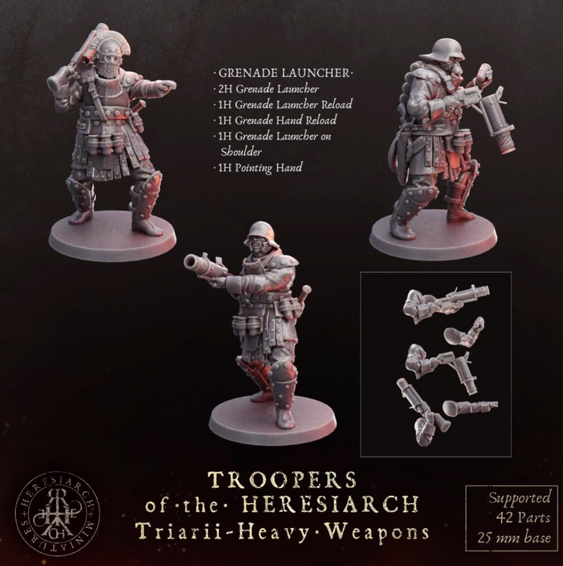 Grimdark Trench Proxy Miniatures – Trooper Heavy Weapons Warband Expansion Set Multiparts