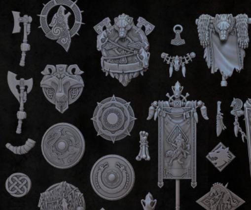 Grimdark Bit Set Wolves Scandinavia –  Bit Pack Set Proxy Miniatures for Tabletop Wargaming