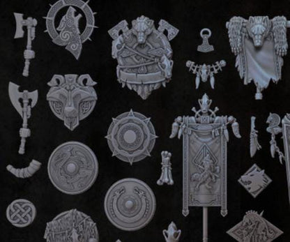 Grimdark Bit Set Wolves Scandinavia –  Bit Pack Set Proxy Miniatures for Tabletop Wargaming
