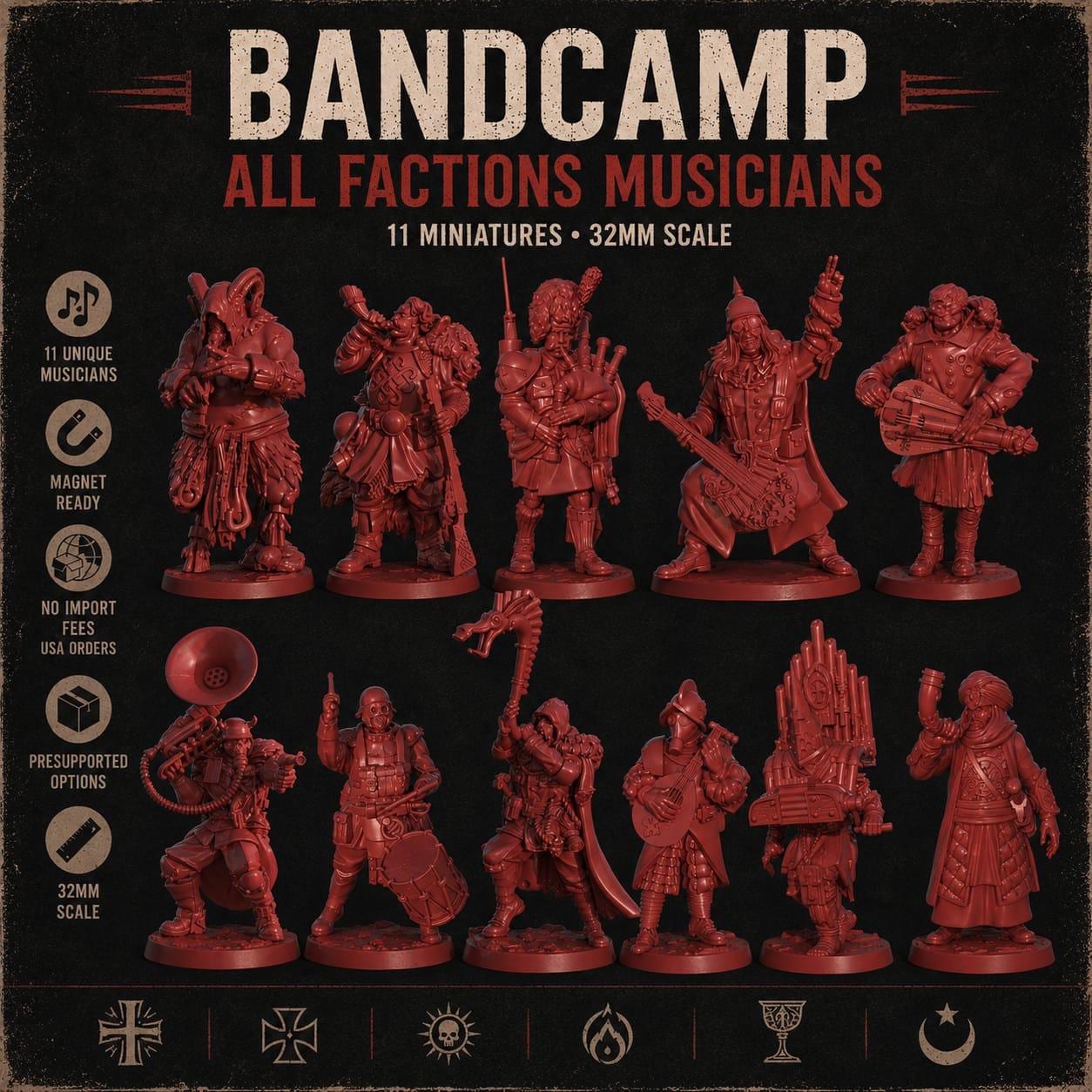 Grimdark Trench Warfare Bandcamp Musican Ultimate Set – 32mm Resin Proxy Miniatures Warband(USA PDDP Paid)