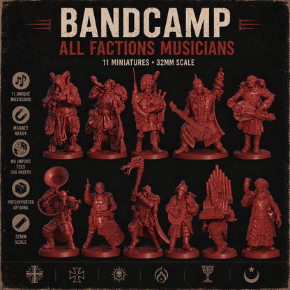 Grimdark Trench Warfare Bandcamp Musican Ultimate Set – 32mm Resin Proxy Miniatures Warband(USA PDDP Paid)