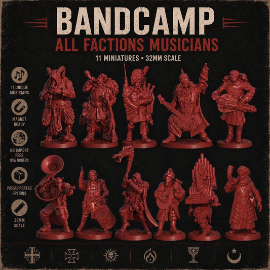Grimdark Trench Warfare Bandcamp Musican Ultimate Set – 32mm Resin Proxy Miniatures Warband(USA PDDP Paid)