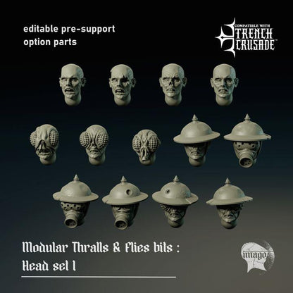 Grimdark Trench Warfare Proxy Miniatures – Thrall Head Bits A Grail Tabletop WW1 WW2 SCI FI Wargame