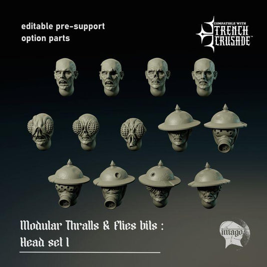 Grimdark Trench Warfare Proxy Miniatures – Thrall Head Bits A Grail Tabletop WW1 WW2 SCI FI Wargame