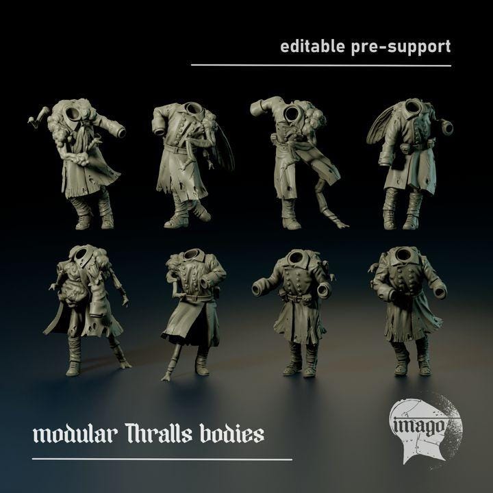 Grimdark Trench Warfare Proxy Miniatures – Mourning Thralls Body Set NO HANDS Grail Tabletop WW1 WW2 SCIFI Wargame