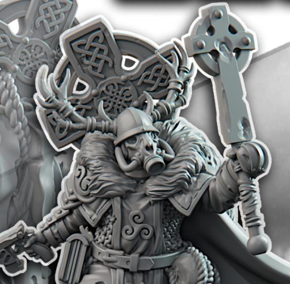 Grimdark Trench Proxy Miniature –Gaelic Cleric Soldier – Tabletop Figure