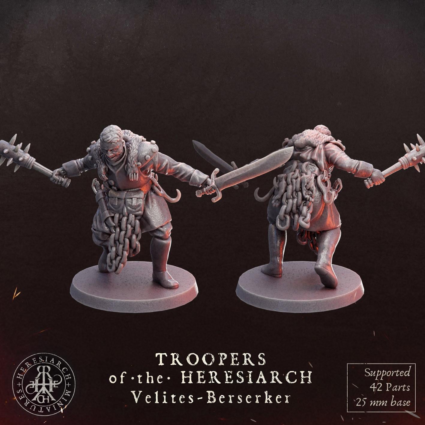 Grimdark Trench Proxy Miniatures – Trooper Berserk Warband Expansion Set