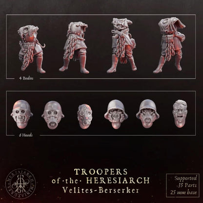 Grimdark Trench Proxy Miniatures – Trooper Berserk Warband Expansion Set