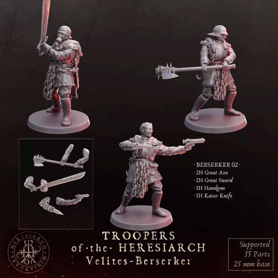 Grimdark Trench Proxy Miniatures – Trooper Berserk Warband Expansion Set