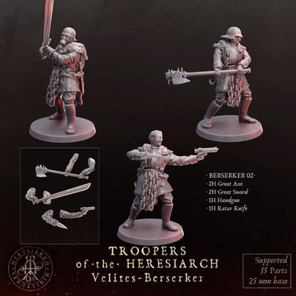 Grimdark Trench Proxy Miniatures – Trooper Berserk Warband Expansion Set