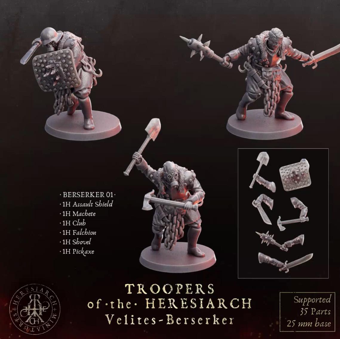Grimdark Trench Proxy Miniatures – Trooper Berserk Warband Expansion Set