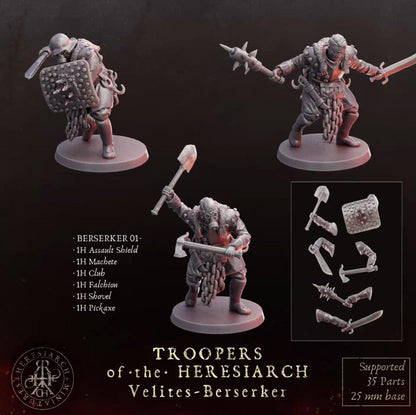 Grimdark Trench Proxy Miniatures – Trooper Berserk Warband Expansion Set