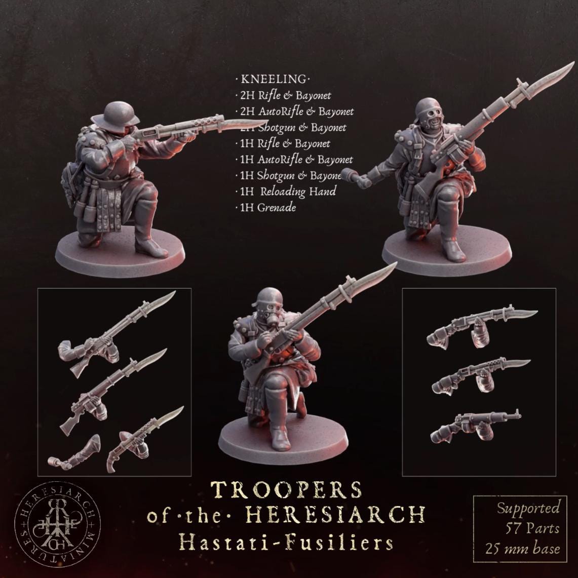 Grimdark Trench Proxy Miniatures – Trooper Hastati Warband Expansion Set Multiparts
