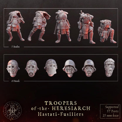 Grimdark Trench Proxy Miniatures – Trooper Hastati Warband Expansion Set Multiparts