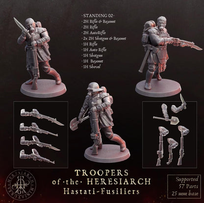 Grimdark Trench Proxy Miniatures – Trooper Hastati Warband Expansion Set Multiparts