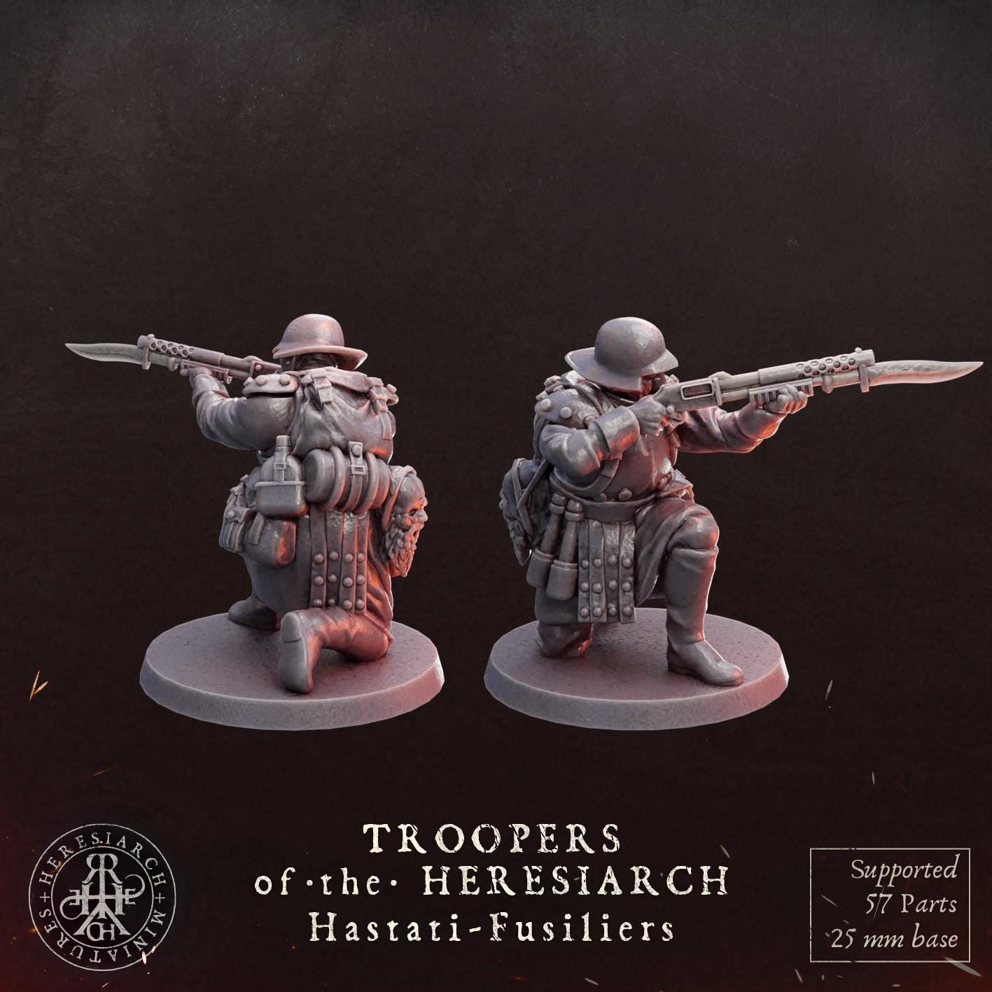 Grimdark Trench Proxy Miniatures – Trooper Hastati Warband Expansion Set Multiparts