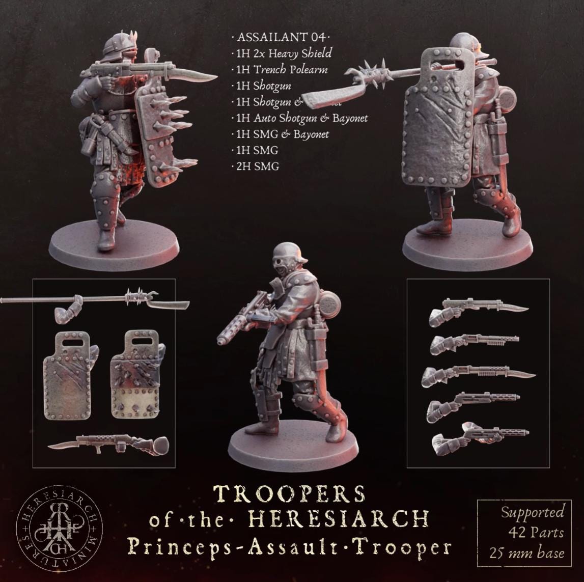 Grimdark Trench Proxy Miniatures – Trooper Assault Warband Expansion Set Multiparts