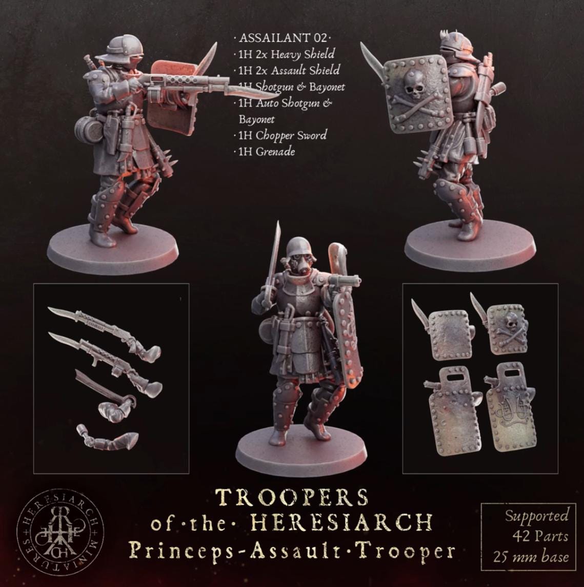 Grimdark Trench Proxy Miniatures – Trooper Assault Warband Expansion Set Multiparts