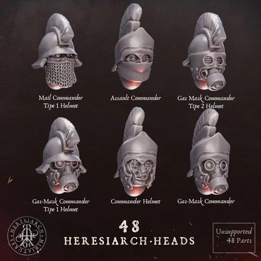 48 Grimdark Trench Warfare Bit Heretic Heads –  Bit Pack Set Proxy Miniatures for Tabletop Wargaming One Set