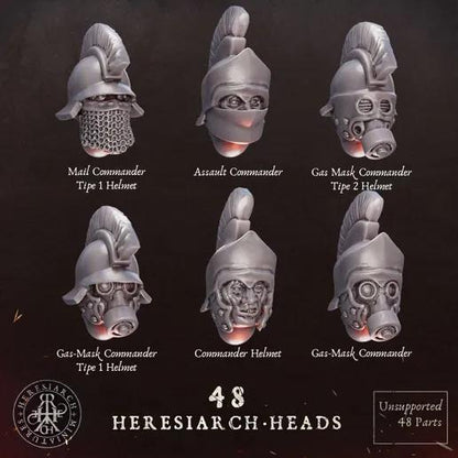 48 Grimdark Trench Warfare Bit Heretic Heads –  Bit Pack Set Proxy Miniatures for Tabletop Wargaming One Set
