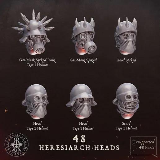48 Grimdark Trench Warfare Bit Heretic Heads –  Bit Pack Set Proxy Miniatures for Tabletop Wargaming One Set