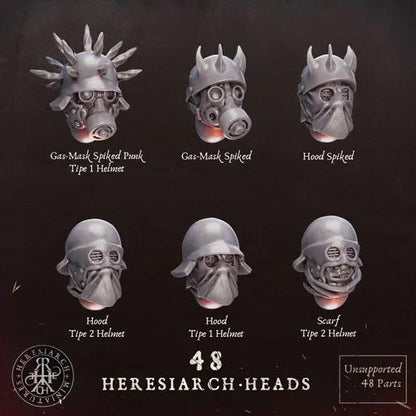 48 Grimdark Trench Warfare Bit Heretic Heads –  Bit Pack Set Proxy Miniatures for Tabletop Wargaming One Set