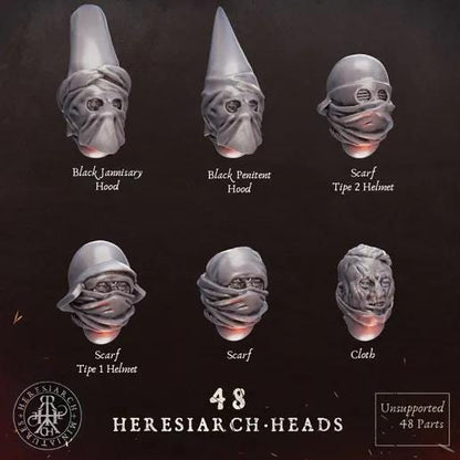 48 Grimdark Trench Warfare Bit Heretic Heads –  Bit Pack Set Proxy Miniatures for Tabletop Wargaming One Set