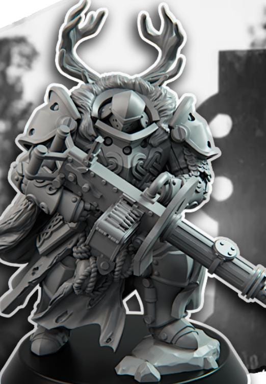 Grimdark Trench Proxy Miniature –Gaelic Mechanized Warriors Range 4 Models – Tabletop Figure