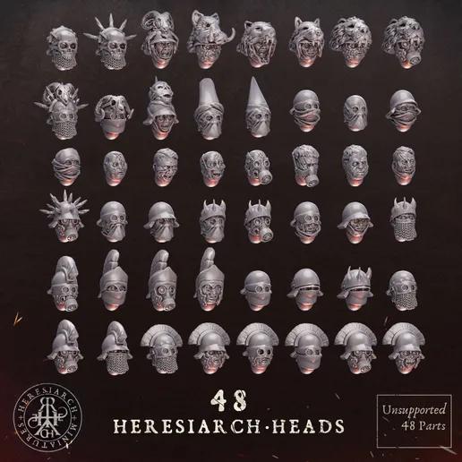 48 Grimdark Trench Warfare Bit Heretic Heads –  Bit Pack Set Proxy Miniatures for Tabletop Wargaming One Set