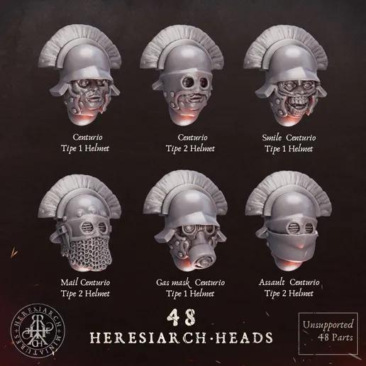 48 Grimdark Trench Warfare Bit Heretic Heads –  Bit Pack Set Proxy Miniatures for Tabletop Wargaming One Set