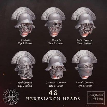 48 Grimdark Trench Warfare Bit Heretic Heads –  Bit Pack Set Proxy Miniatures for Tabletop Wargaming One Set