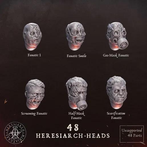 48 Grimdark Trench Warfare Bit Heretic Heads –  Bit Pack Set Proxy Miniatures for Tabletop Wargaming One Set