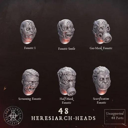 48 Grimdark Trench Warfare Bit Heretic Heads –  Bit Pack Set Proxy Miniatures for Tabletop Wargaming One Set