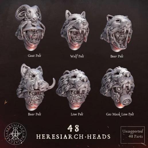 48 Grimdark Trench Warfare Bit Heretic Heads –  Bit Pack Set Proxy Miniatures for Tabletop Wargaming One Set