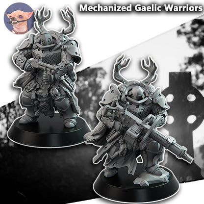 Grimdark Trench Proxy Miniature –Gaelic Mechanized Warriors Range 4 Models – Tabletop Figure