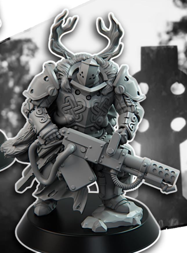 Grimdark Trench Proxy Miniature –Gaelic Mechanized Warriors Range 4 Models – Tabletop Figure