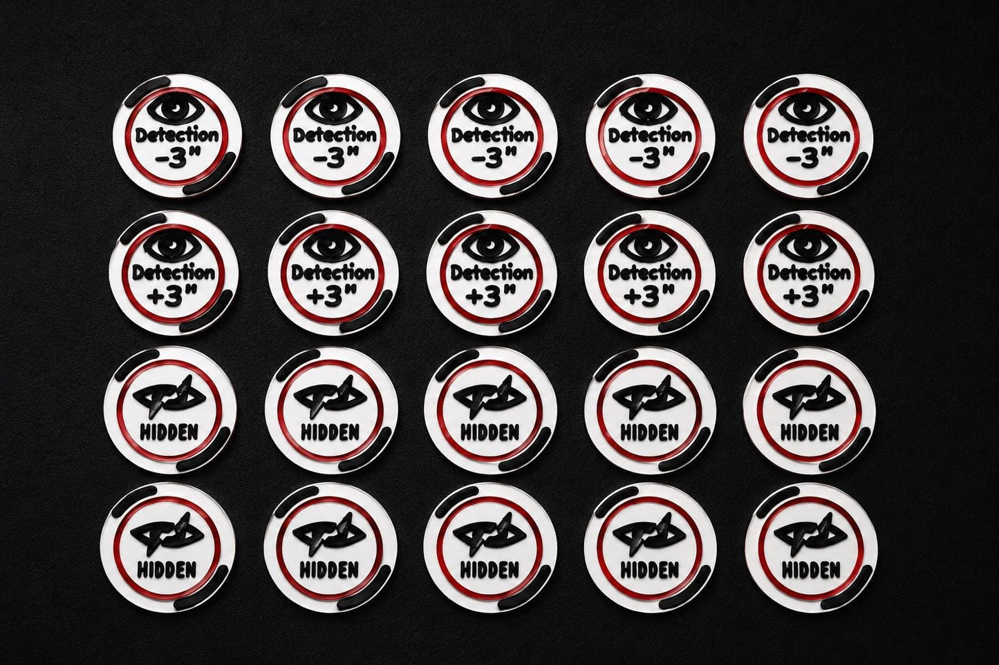 Hidden & Detection Token Set – 11th Edition Compatible - Tabletop Wargame Tokens Set with Storage Box