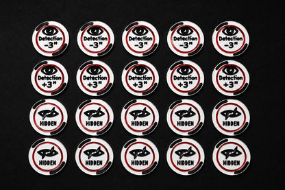 Hidden & Detection Token Set – 11th Edition Compatible - Tabletop Wargame Tokens Set with Storage Box