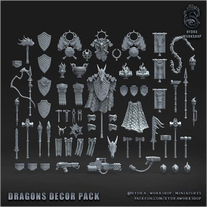 Grimdark Bit Set Flaming Lizards –  Bit Pack Set 104 Parts Proxy Miniatures for Tabletop Wargaming