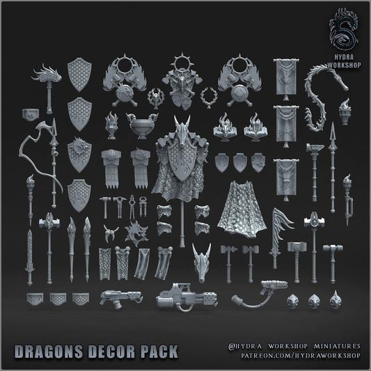 Grimdark Bit Set Flaming Lizards –  Bit Pack Set 104 Parts Proxy Miniatures for Tabletop Wargaming