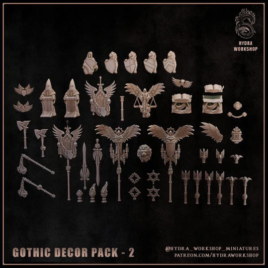 Grimdark Bit Set Gothic Dekor Set B –  Bit Pack Set 51 Parts Proxy Miniatures for Tabletop Wargaming