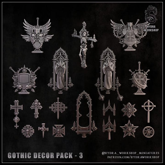 Grimdark Bit Set Gothic Dekor Set C –  Bit Pack Set 80 Parts Proxy Miniatures for Tabletop Wargaming