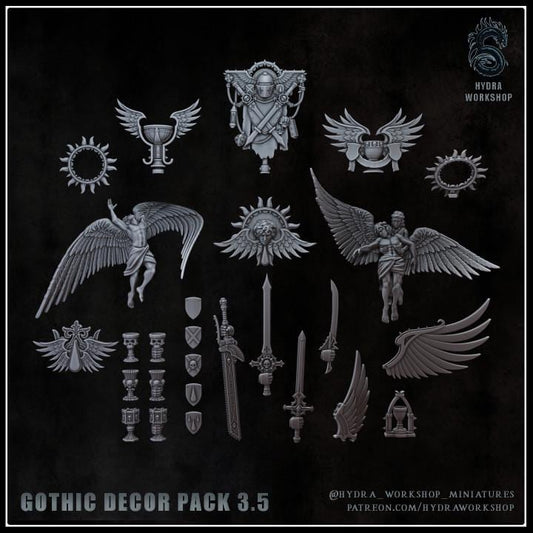 Grimdark Bit Set Gothic Dekor Set D –  Bit Pack Set 31 Parts Proxy Miniatures for Tabletop Wargaming