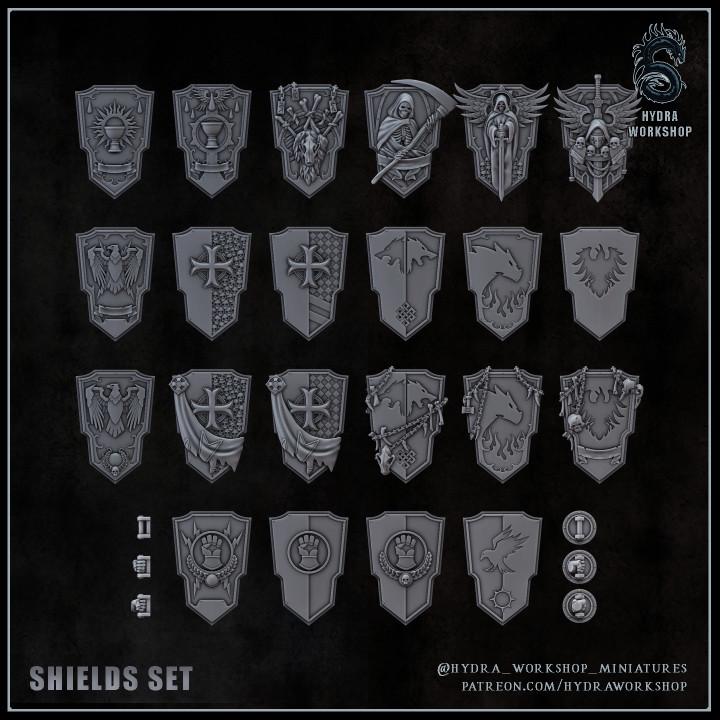 Grimdark Bit Set Shield Set –  Bit Pack Set 22 Parts Proxy Miniatures for Tabletop Wargaming