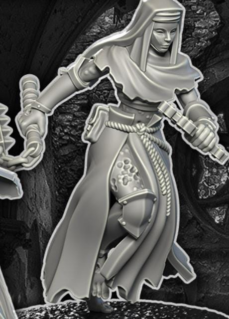 3 Miniatures Grimdark Trench Warfare Proxy Gaelic – Holy Nun Set by Dimomodels