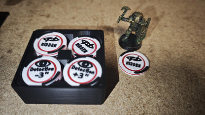 Hidden & Detection Token Set – 11th Edition Compatible - Tabletop Wargame Tokens Set with Storage Box