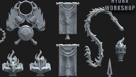Grimdark Bit Set Flaming Lizards –  Bit Pack Set 104 Parts Proxy Miniatures for Tabletop Wargaming