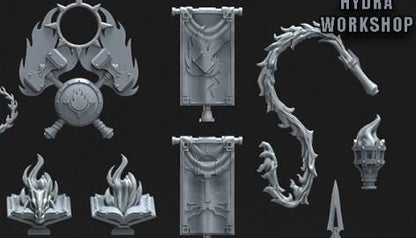 Grimdark Bit Set Flaming Lizards –  Bit Pack Set 104 Parts Proxy Miniatures for Tabletop Wargaming